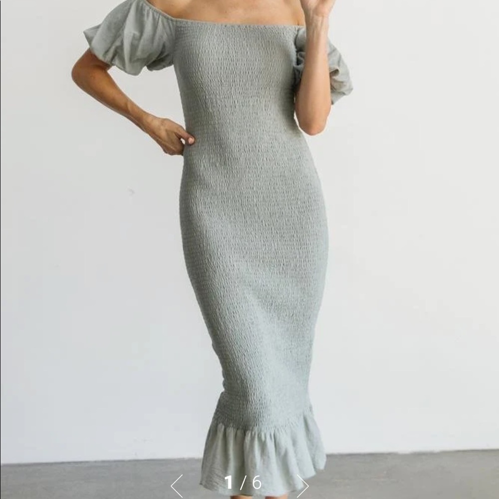 Baltic Born Alana smocked midi dress in sage